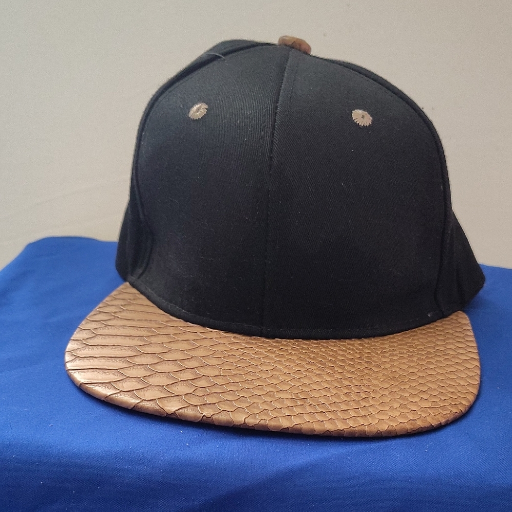 Black Cap with Brown Textured Brim